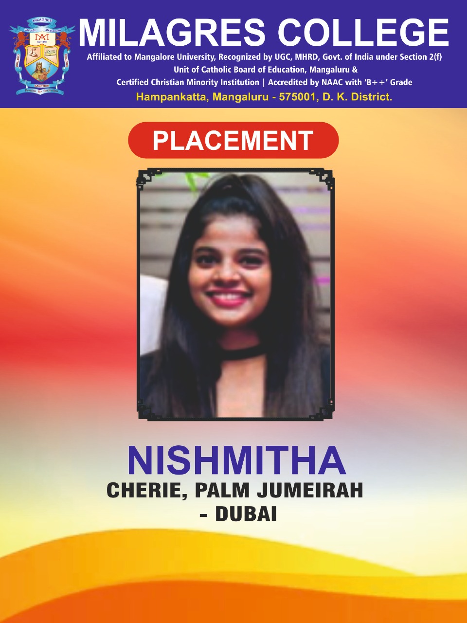 Successfully placed student